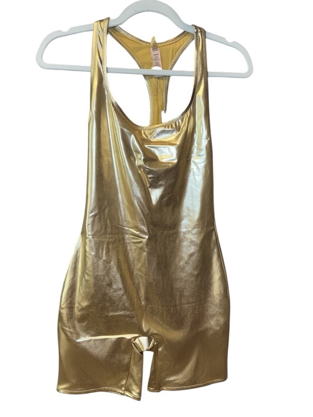 Skims Metallic Gold Racerback Romper